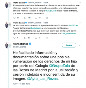Tweet Frank Blanco sobre privacidad