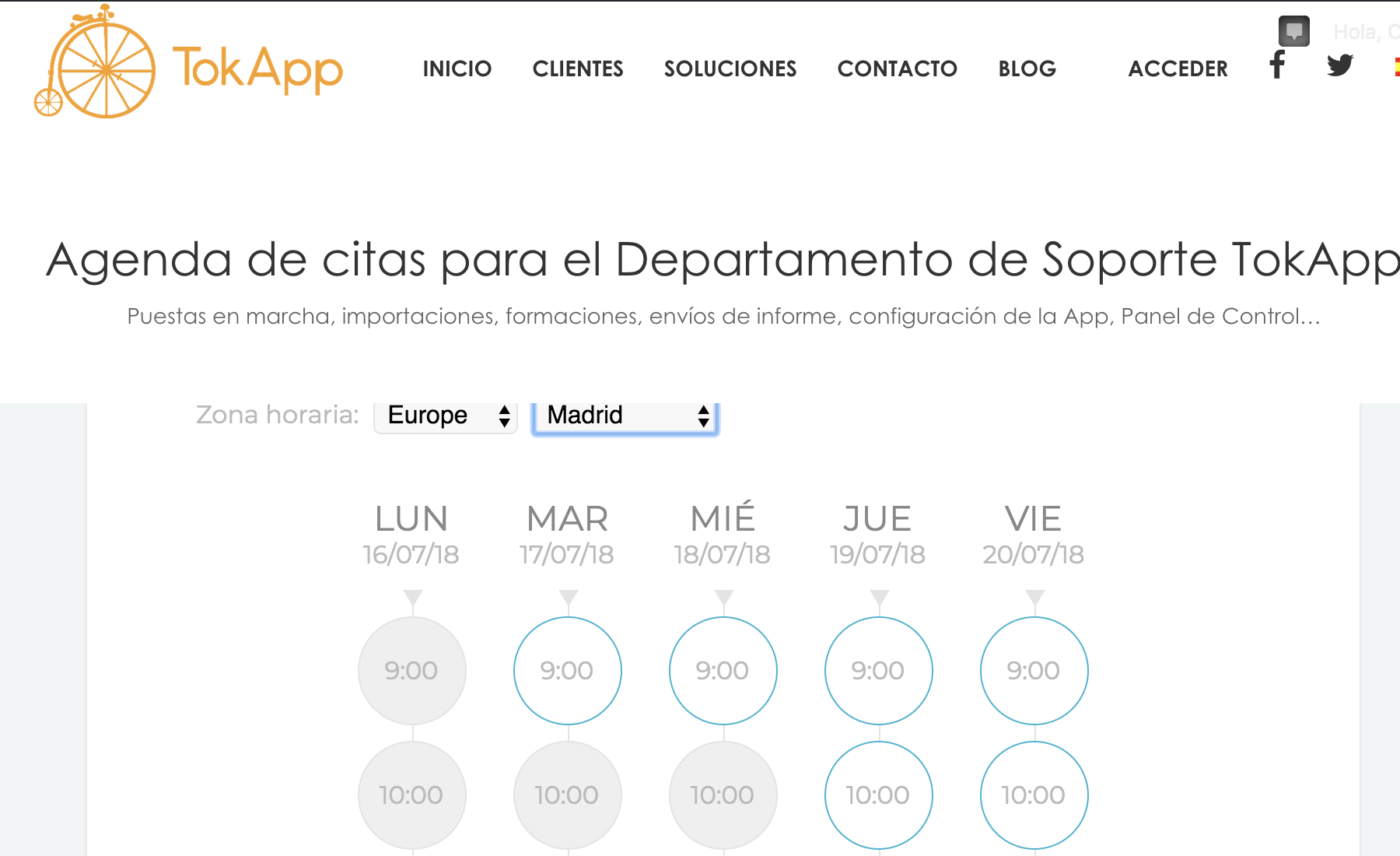 solicitar cita tokapp soporte